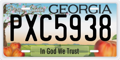 GA license plate PXC5938