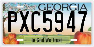 GA license plate PXC5947