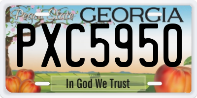 GA license plate PXC5950