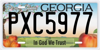 GA license plate PXC5977
