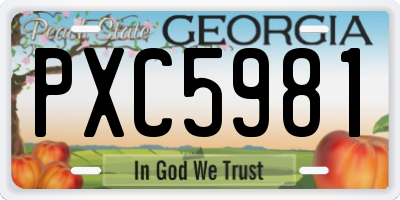 GA license plate PXC5981