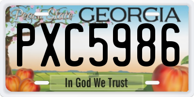 GA license plate PXC5986