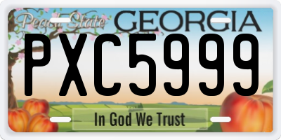 GA license plate PXC5999