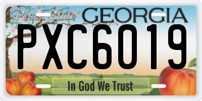 GA license plate PXC6019