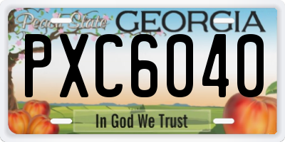 GA license plate PXC6040