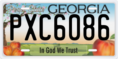 GA license plate PXC6086