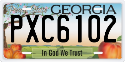 GA license plate PXC6102