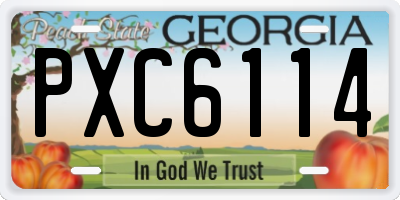 GA license plate PXC6114