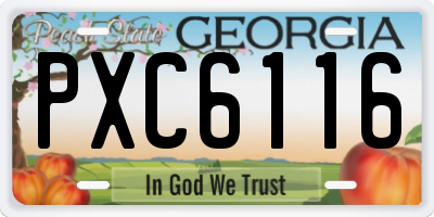 GA license plate PXC6116