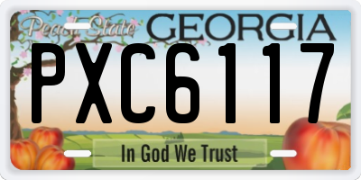 GA license plate PXC6117