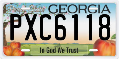 GA license plate PXC6118