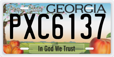 GA license plate PXC6137
