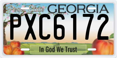 GA license plate PXC6172