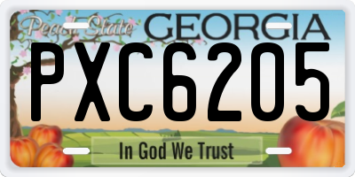 GA license plate PXC6205