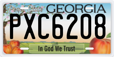 GA license plate PXC6208