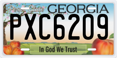 GA license plate PXC6209