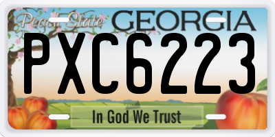 GA license plate PXC6223