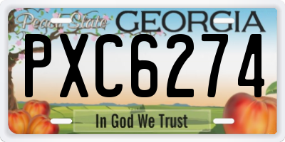 GA license plate PXC6274
