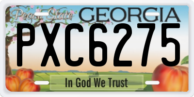 GA license plate PXC6275