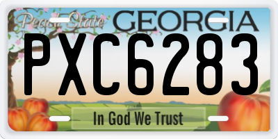 GA license plate PXC6283