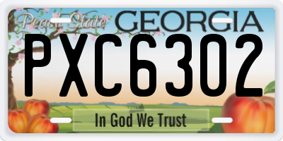 GA license plate PXC6302