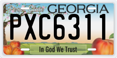 GA license plate PXC6311