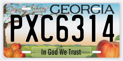 GA license plate PXC6314