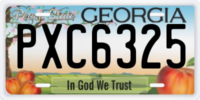GA license plate PXC6325
