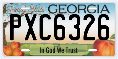GA license plate PXC6326