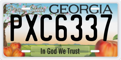 GA license plate PXC6337