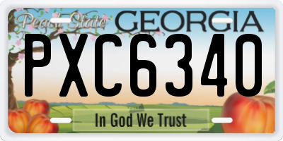GA license plate PXC6340