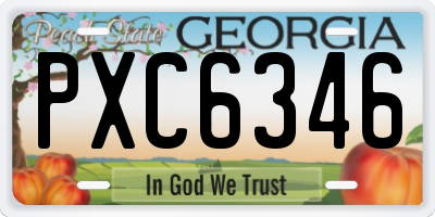 GA license plate PXC6346