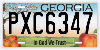 GA license plate PXC6347
