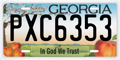 GA license plate PXC6353