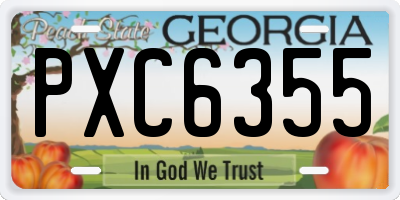 GA license plate PXC6355