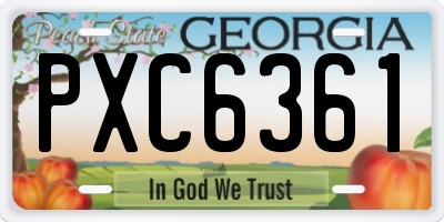 GA license plate PXC6361