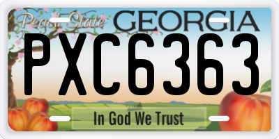 GA license plate PXC6363