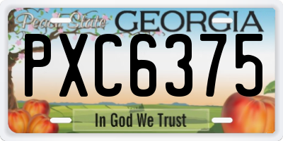 GA license plate PXC6375