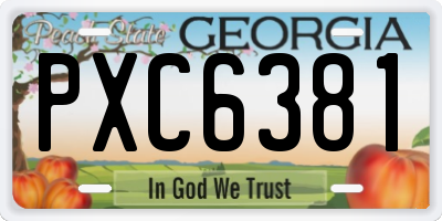GA license plate PXC6381