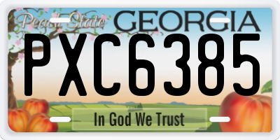 GA license plate PXC6385