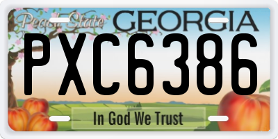 GA license plate PXC6386