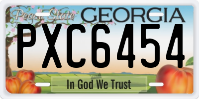 GA license plate PXC6454