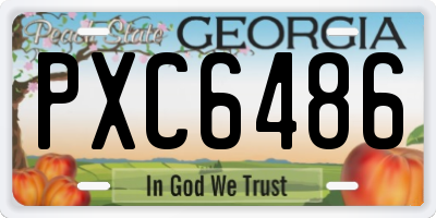 GA license plate PXC6486