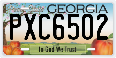 GA license plate PXC6502