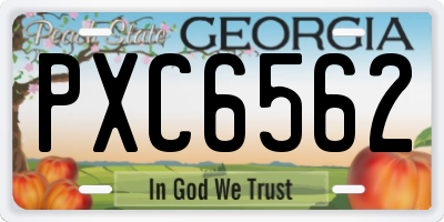 GA license plate PXC6562