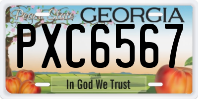 GA license plate PXC6567