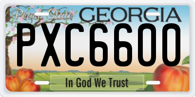 GA license plate PXC6600