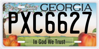 GA license plate PXC6627