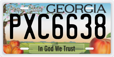 GA license plate PXC6638