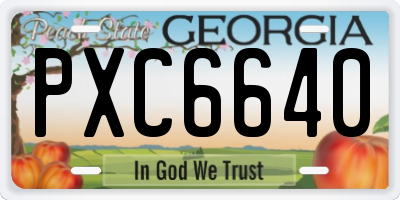 GA license plate PXC6640